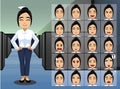 Business Asian Woman Cartoon Emotion faces Vector Illustration Royalty Free Stock Photo