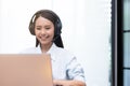 Business asian woman happy working job on laptop in office Royalty Free Stock Photo