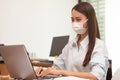 Business asian woman happy working job on laptop in office Royalty Free Stock Photo