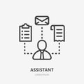 Business assistant line icon, vector pictogram of salesman with multi skills. Businessman stroke sign for time