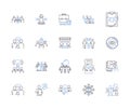 Business association outline icons collection. Association, Business, Network, Group, Forum, Alliance, Guild vector and