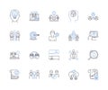 Business association outline icons collection. Association, Business, Network, Group, Forum, Alliance, Guild vector and