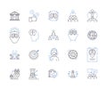 Business association outline icons collection. Association, Business, Network, Group, Forum, Alliance, Guild vector and