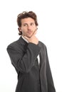 Business attractive young man thinking with a hand on chin Royalty Free Stock Photo