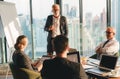 Business background of business meeting in business lounge, senior ceo and executive team having project discussion in office Royalty Free Stock Photo