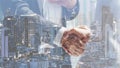 Business background of businessmen handshake for business agreement