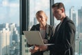 Business background of cacasian business people having business discussion with labtop computer in working space Royalty Free Stock Photo