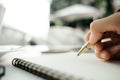 Business background hand of businessman with pen write on blank Royalty Free Stock Photo