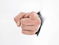Business background.a man`s hand pointing at you Royalty Free Stock Photo