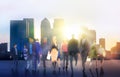 Business background with walking people blur silhouettes. London Royalty Free Stock Photo