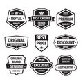 Business badges vector set in retro design style. Abstract logo. Premium quality. Genuine authentic product. Best seller. Special