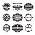 Business badges vector set in retro design style. Abstract logo. Premium quality. Satisfaction guaranteed. Vintage style.