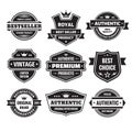 Business badges vector set in retro design style. Abstract logo. Premium quality. Satisfaction guaranteed. Vintage style. Royalty Free Stock Photo