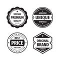 Business badges vector set in retro vintage design style. Abstract logo. Premium quality. Best price. Original brand. Genuine Royalty Free Stock Photo