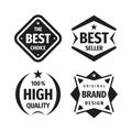 Business badges vector set in retro vintage design style. The best choice. Best seller. 100% high quality. Original brand design.