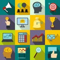 Business, banking and office icons set, flat style Royalty Free Stock Photo