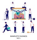 Business bankruptcy character set, vector flat isolated illustration