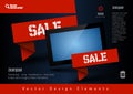 Business banner with modern display. Vector design elements for