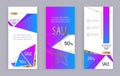 Business banners. Social Media Design. Template vector. Abstract triangle violet background with gold srar. Royalty Free Stock Photo