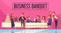 Business Banquet Cartoon Illustration