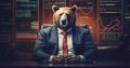 A business bear sitting at table in office Royalty Free Stock Photo