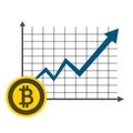 Business Bitcoin concept growth chart on medal bitcoin background. Illustrator