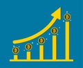 Business Bitcoin concept growth chart on medal bitcoin background. Illustrator