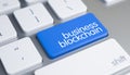 Business Blockchain - Text on the Blue Keyboard Keypad. 3D.