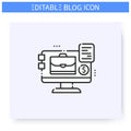 Business blog line icon. Editable illustration