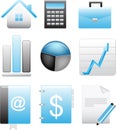 Business blue icons set Royalty Free Stock Photo