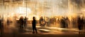 business blur effect, Silhouettes business people, lobby fast moving , crowd business people. Royalty Free Stock Photo