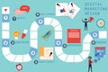 Business board game,Step to digital marketing infographic - Vector