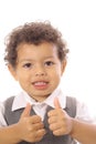 Business boy thumbs up Royalty Free Stock Photo