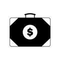 Business Briefcase Bag with Dollar Sign. Black and White Icon Pictogram Illustration Royalty Free Stock Photo