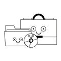 Business briefcase with folder and cd rom in black and white Royalty Free Stock Photo