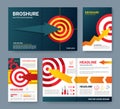 Business brochure. Abstract target design of flyer. Arrow to goal. Achievement poster. Advertising cover. Knowledge