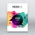 Business brochure report design template. Vector flyer layout, colorful watercolor polygonal triangle background mockup Royalty Free Stock Photo