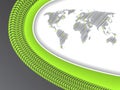 Business brochure with world map in green with tire tread