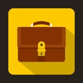 Business brown briefcase icon, flat style Royalty Free Stock Photo