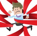 Business Buddy is caught up in Red Tape. Royalty Free Stock Photo