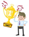 Business Buddy wins a First Prize trophy Royalty Free Stock Photo