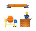 Business, builders people building, teamwork professional worker vector concept. Royalty Free Stock Photo