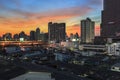 Business Building Bangkok city area at night life Royalty Free Stock Photo