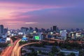 Business Building Bangkok city area at night life with transport Royalty Free Stock Photo