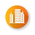 Business building orange flat design long shadow glyph icon