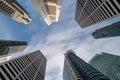 Business buildings skyline looking up with blue sky Royalty Free Stock Photo