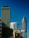 Business buildings with Trade Fair Tower in Frankfurt, Germany Royalty Free Stock Photo