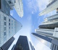 Business buildings view from look up with blue sky and cloud. Bu Royalty Free Stock Photo