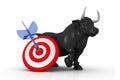 Business bull and target Royalty Free Stock Photo