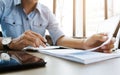 Business calculate data chart documents on the desk at the office